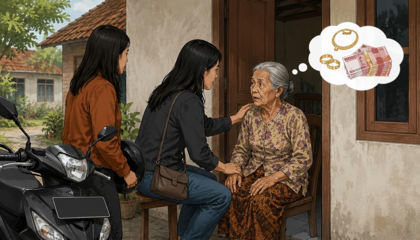 Ilustrasi dua perempuan pelaku gendam di Madiun