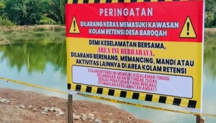 Pemdes Barokah Pasang Plang Peringatan di Kolam Usai Renggut Nyawa Bocah