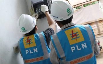 Ilustrasi petugas PLN cek meter listrik.
