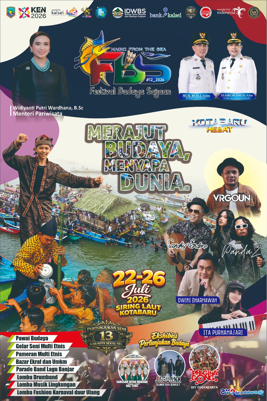 Poster Festival Budaya Saijaan 2026 di Siring Laut Kotabaru.