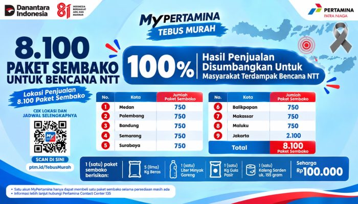 Pertamina Gelar Tebus Murah Sembako, Hasil Penjualan untuk Korban Gempa NTT