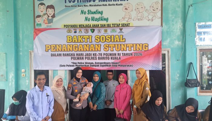 Polwan Polres Batola Gelar Bakti Sosial Penanganan Stunting di Antar Baru
