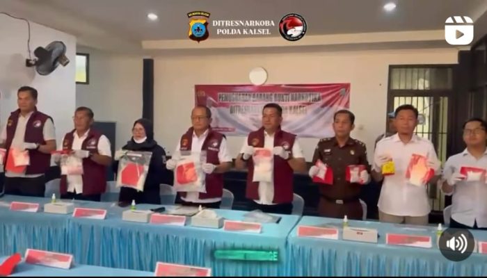 Polda Kalsel Musnahkan 4,3 Kg Sabu, 1.494 Ekstasi dan 21 Cartridge Etomidate