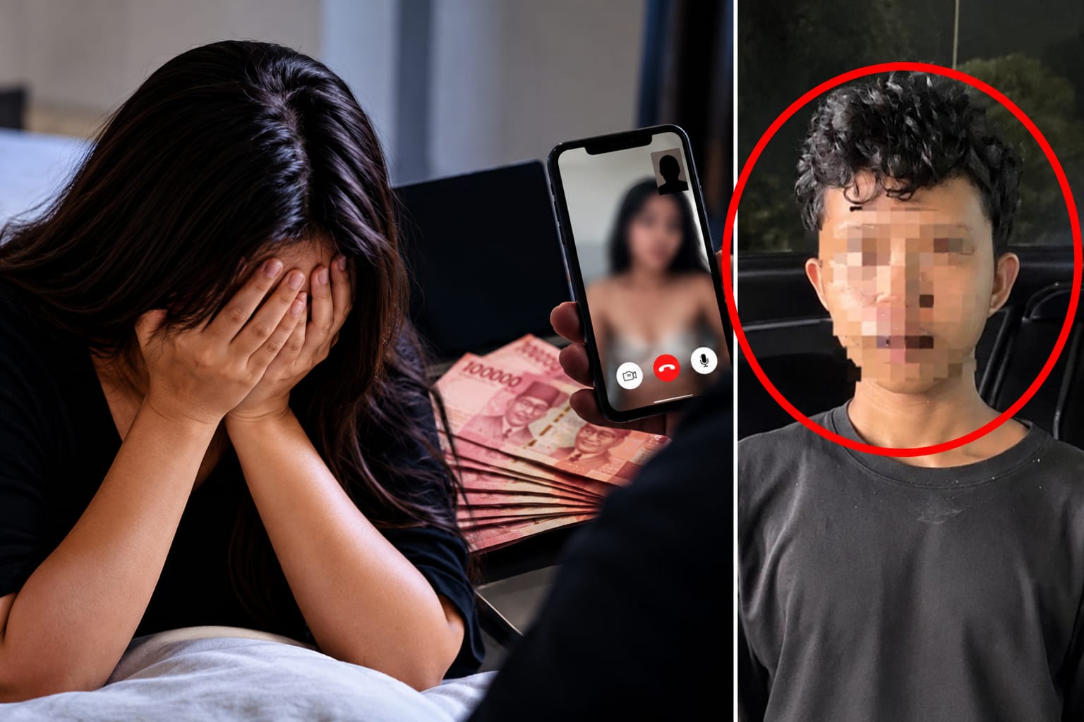 Ilustrasi pemerasan janda di Lampung lewat video call.