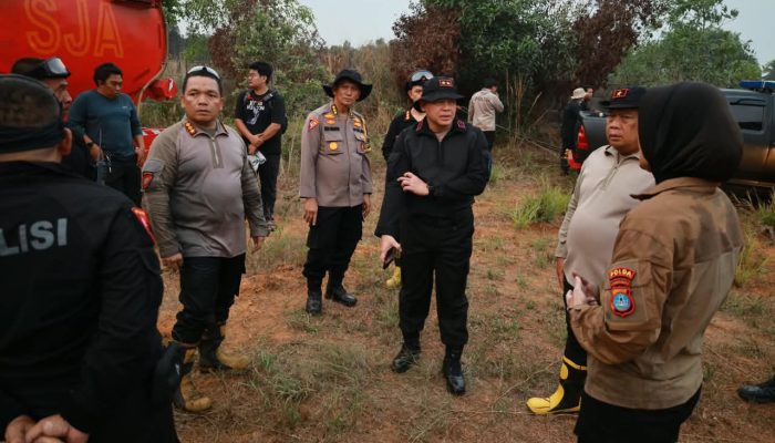 Kapolda Kalsel Tinjau Pemadaman Karhutla di Handil Bakti