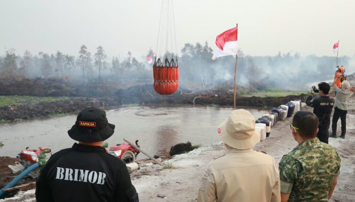 Water Bombing Campur Surfaktan Pyrox Turunkan Suhu Titik Api Karhutla di Kalsel